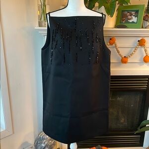 Elegant Black Sleeveless Dress with Beaded Detail